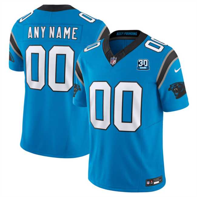 Men%27s Carolina Panthers Active Player Custom Blue 2024 30th Anniversary Patch F.U.S.E. Vapor Limited Stitched Football Jersey